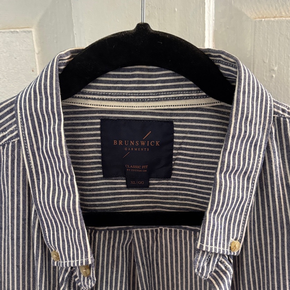 Men's Blue Striped Casual Button Down Shirt
